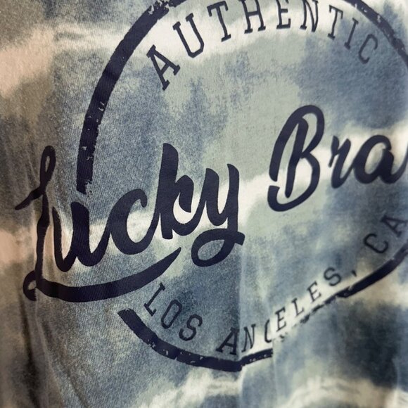 Lucky Brand Blue Tie Dye Graphic Logo Sleeveless Summer Tank Top Size Large - Picture 4 of 6